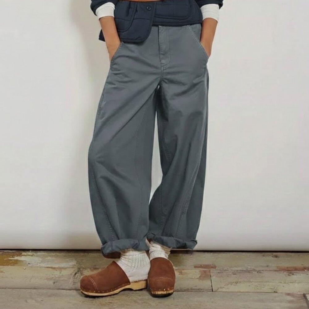 NWT Free People Rylee Chino Barrel Pants Slate Blue 8 Sold Out